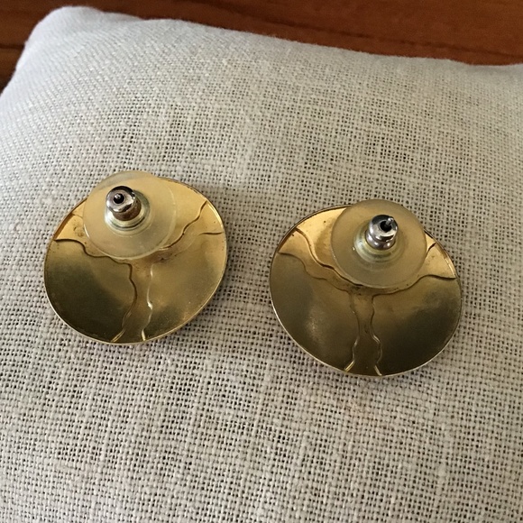 Vintage 80’s Earthy & Gold Tone Pierced Earrings Round Lightweight - Picture 14 of 16